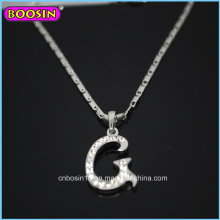 Großhandel 925 Sterling Silber G Alphabet Halskette mit Diamant Schmuck (11252)