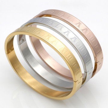 Moda jóias finas qualidade superior inox romano numerais manguito pulseiras pulseiras marca casais pulseiras para mulheres ou homens