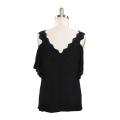 Korean Fashion Chiffon Women Blouses Lace Short Sleeve