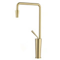 Single-handle brushed gold kitchen sink mixer faucet