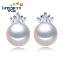 2016 New Natural Cultured Freshwater Pearl Earring 8-9mm 925 Silver Pearl Earrings