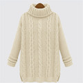 Fashion Loose High Neck Style de câble Knit Lady Sweater