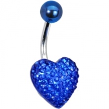 10mm Blue Sparkler Heart Belly Ring