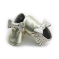 New Styles Metal Gold Bow Girls Baby Moccasins