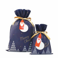 Navy Christmas Gift Bag Custom Logo Shopping Bags