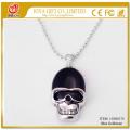 Blue Goldstone Skull Gemstone Collier avec pendentif avec chaîne en argent