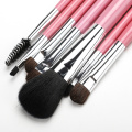 Pink PU bag with 7 make up brushes