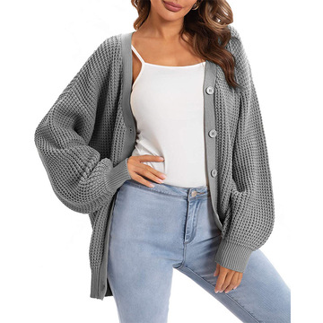 Button-Down-Strick-Strickjacke für Frauen