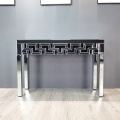 clear mirror geometric pattern console table