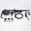 Black Round Rainfall Shower Head Set With Spout