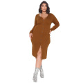 Women V Neck Bodycon Sweater Dresses