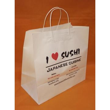white kraft paper bag twisted handle-sushi