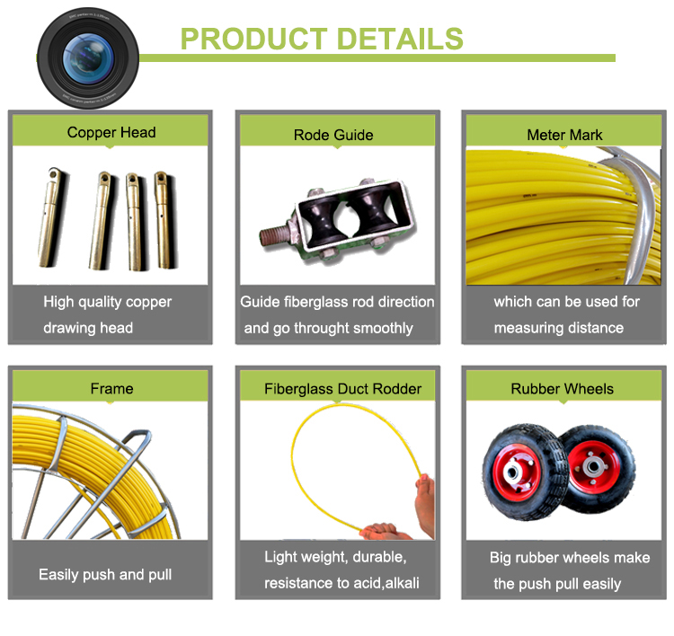 8mm 100M Fish Tape Reinforced Fiberglass Rodder