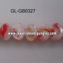 opaque roundel glass bead-red with mixed color