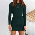 Women's Long Sleeve Ribbed Knit Dresses