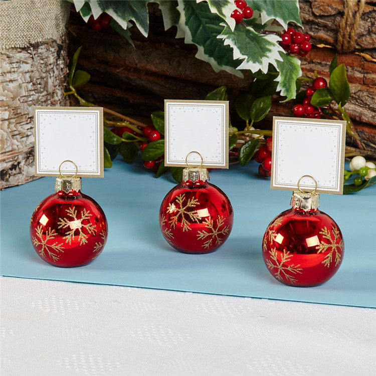 PC003-4 Snowflake Bauble Place Card Holder Red