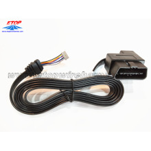 Right angle OBD2 connector with flat cable