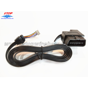 Conector OBD2 de ángulo recto con cable plano