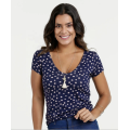 blusa feminina de gola em v blusa de bolinhas