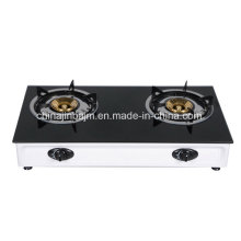 2 quemadores de cristal templado Top de acero inoxidable Mesa superior Cocina de gas / estufa de gas