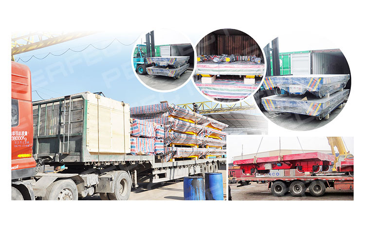 Electric warehouse rail transfer flat car