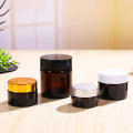 Contêiner de creme de rosto premium Amber Glass Cosmetic Jar