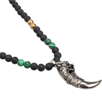 Fashion Dragon Head Wolf Tooth Pendant Necklace Jewelry
