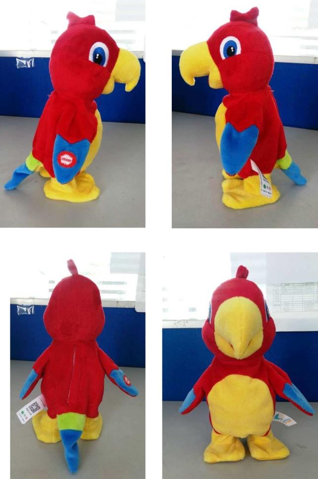 Electric Battery Operated Movable Parrot Plush Toy With Voice Copying And Walking