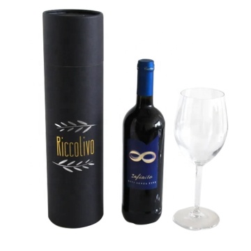 Round black wine paper tube gift box