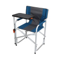 Silla de director de aluminio azul con escritorio giratorio