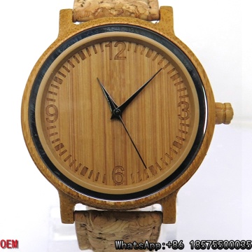 Reloj de cuarzo de bambú carbonizado de calidad superior Hl18