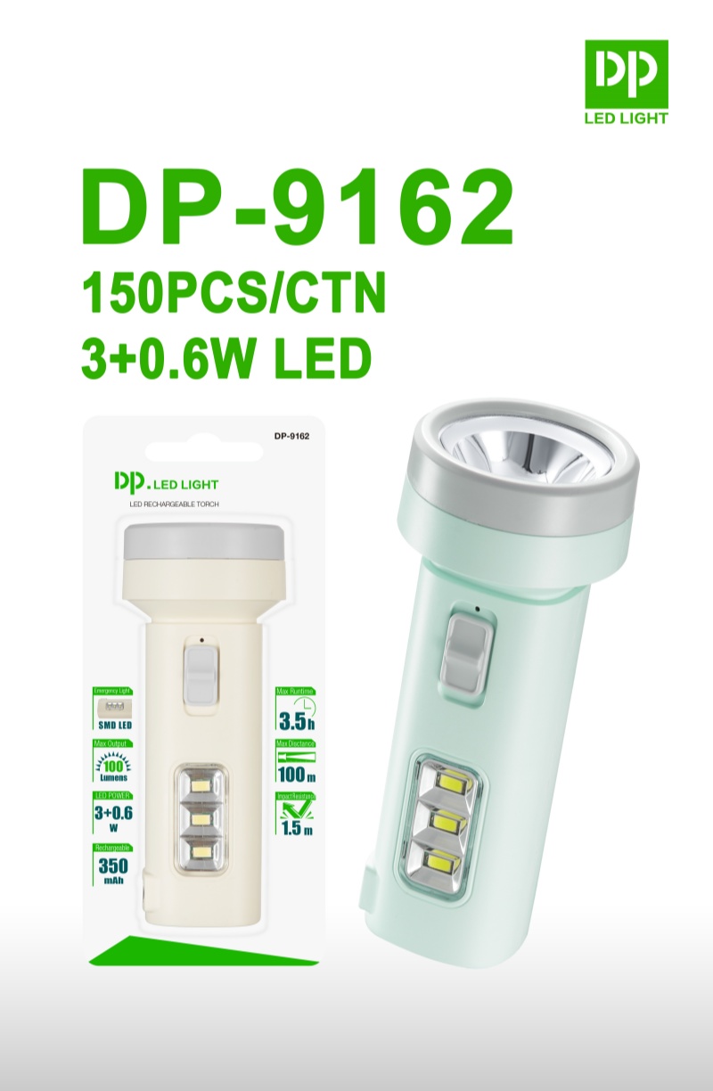 9162-3-Portable Rechargeable LED Torch with 3W Power and Side Light 9162-3-Portable Rechargeable LED Torch with 3W Power and Side Light