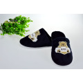 Black Cotton Velour Slipper Отель Бархатная Тапочка