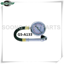 Dual-head chuck Dial Type Tire Pressure Gauge with flexible hose