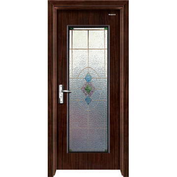 Porte en acier en bois avec verre