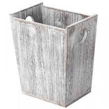 Rustic Wood Garbage Can with 2 Circular Handles