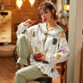 Women Cute Long-sleeved Cotton Nightwear Pajamas Set