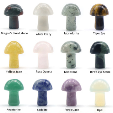 Gemstone Mushroom Sculpture 20MM Mini Healing Crystal Mushrooms Chakra Stones Polished Decorations for Home Balancing Meditation