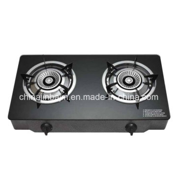 2 brûleurs en verre trempé en laiton 120mm cuisinière en acier inoxydable / poêle à gaz