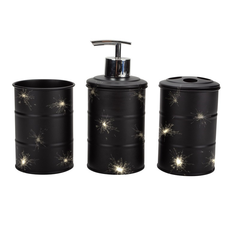 Black Bathroom Accessory Set White