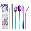 Cutlery set spoon fork knife straw set