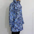 Azul flor com capuz impermeável PU raincoat