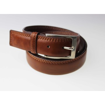 Elegant polish brown stitching leather belt golf belt