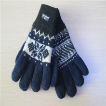 men's fleece lining Jacquard Knitted Gloves