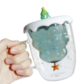 Christmas Tree borosilicate Double wall glassware Coffee Mug