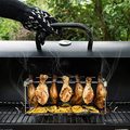 Steel grill chicken leg rack with drip pan