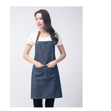 Denim apron hanging neck blue denim custom LOGO