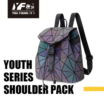 Custom wholesale fashion geometric luminous backpacks pu leather sports school students unisex backpacks travel laptop backpac