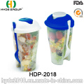 800ml Eco-Friendly Plastic Salad Container with Dressing Cup (HDP-2018)