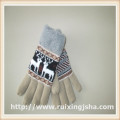 Lady knitted Vlies Manschette Hirsch Muster Handschuhe